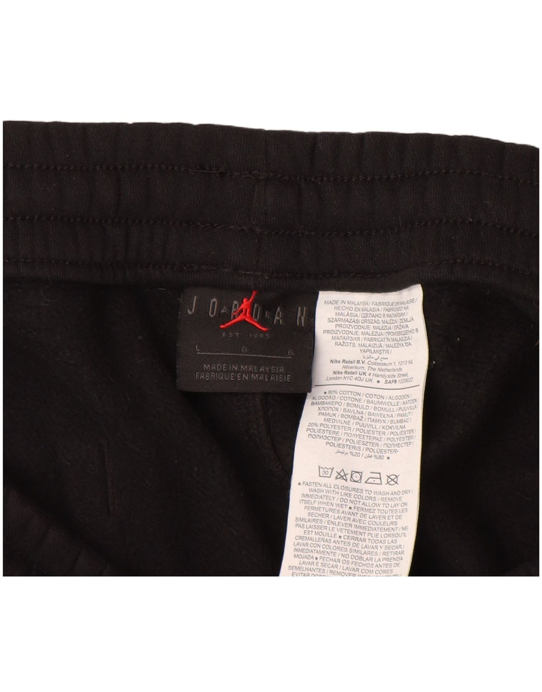 JORDAN Mens Paris Graphic Chándal Pantalones Joggers Grande Algodón Negro