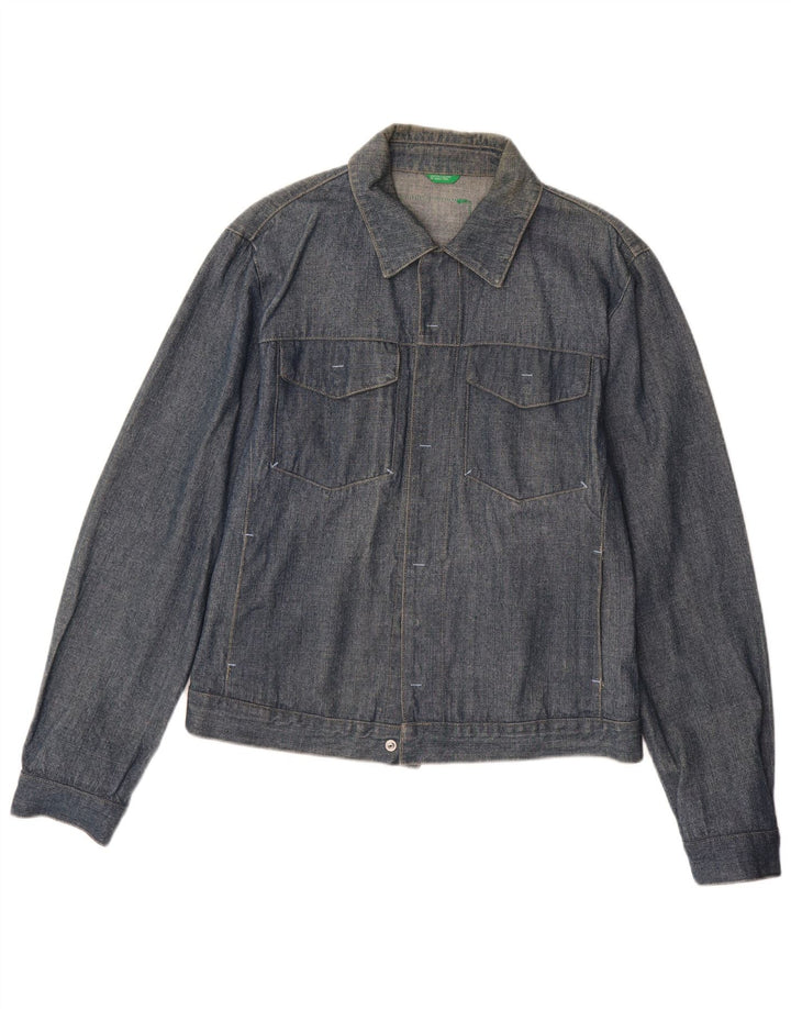 Benetton Chaqueta Vaquera Para Hombre UK 40 Large Azul Marino Algodón