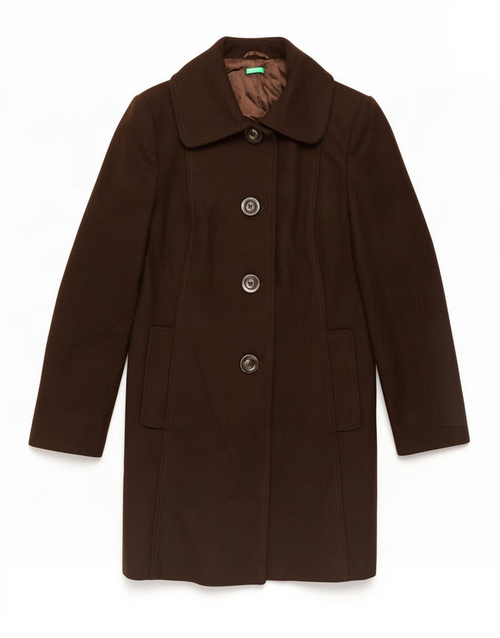 Abrigo Mujer Benetton IT 46 Large Lana Marrón