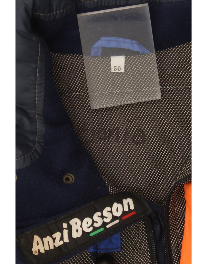 Anzi Besson Chaqueta de esquí con capucha y gráfico para hombre IT 50 Large Blue Colourblock
