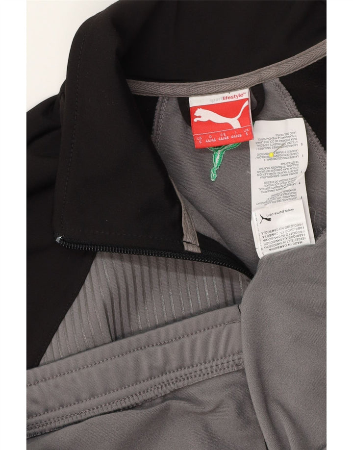 Puma Chaqueta de chándal holgada con gráfico para hombre, color gris pequeño, color block