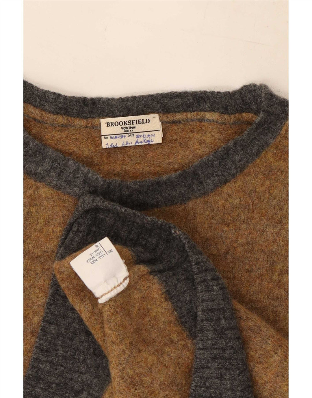 Brooksfield Hombre Jersey Con Cuello Redondo De Lana Color Block Marrón Medio