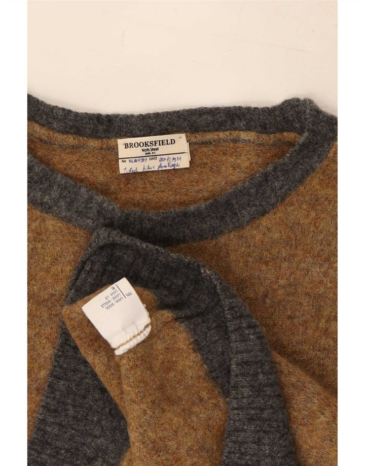 Brooksfield Hombre Jersey Con Cuello Redondo De Lana Color Block Marrón Medio