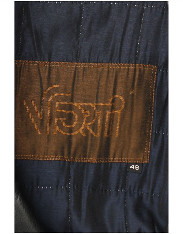 Vittorio Forti Abrigo de cuero para hombre IT 48 Medium Black