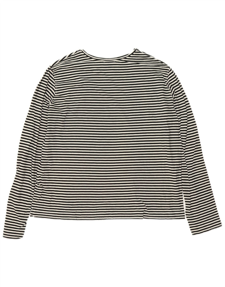 Massimo Dutti Top Mujer Manga Larga UK 46 Large Blanco Pinstripe