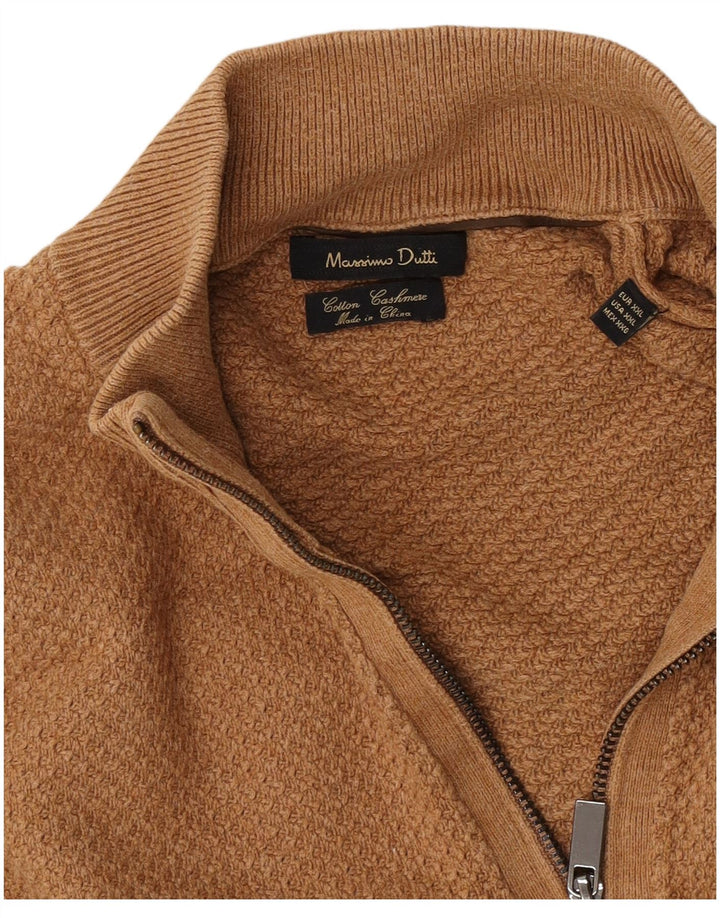 Massimo Dutti Jersey Hombre con Cremallera y Cuello 2XL Algodón Marrón