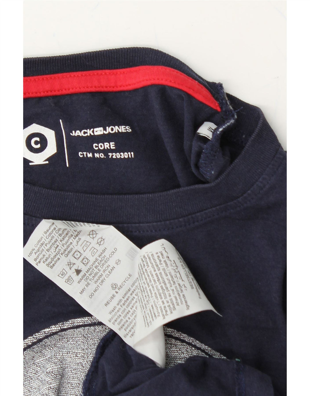 JACK & JONES Mens Graphic T-Shirt Top Medium Navy Blue Cotton Vintage Jack & Jones and Second-Hand Jack & Jones from Messina Hembry 
