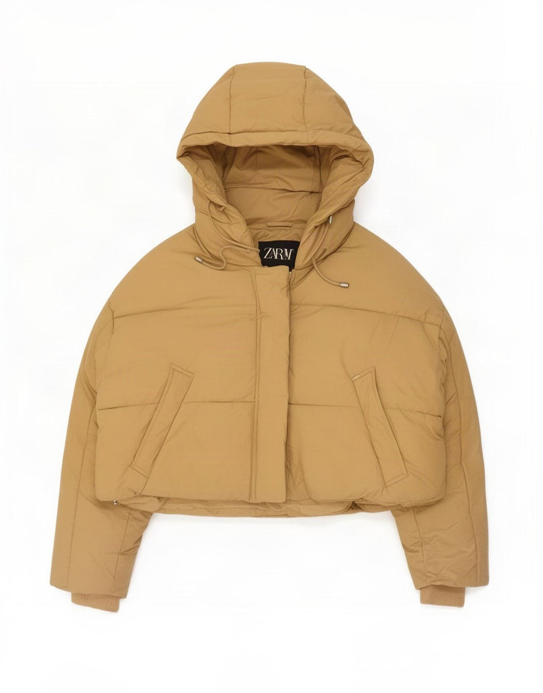 Zara Mujer Chaqueta Acolchada Extragrande Con Capucha UK 44 Medium Beige