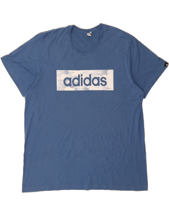 ADIDAS Mens Graphic T-Shirt Top 2XL Blue Vintage Adidas and Second-Hand Adidas from Messina Hembry 