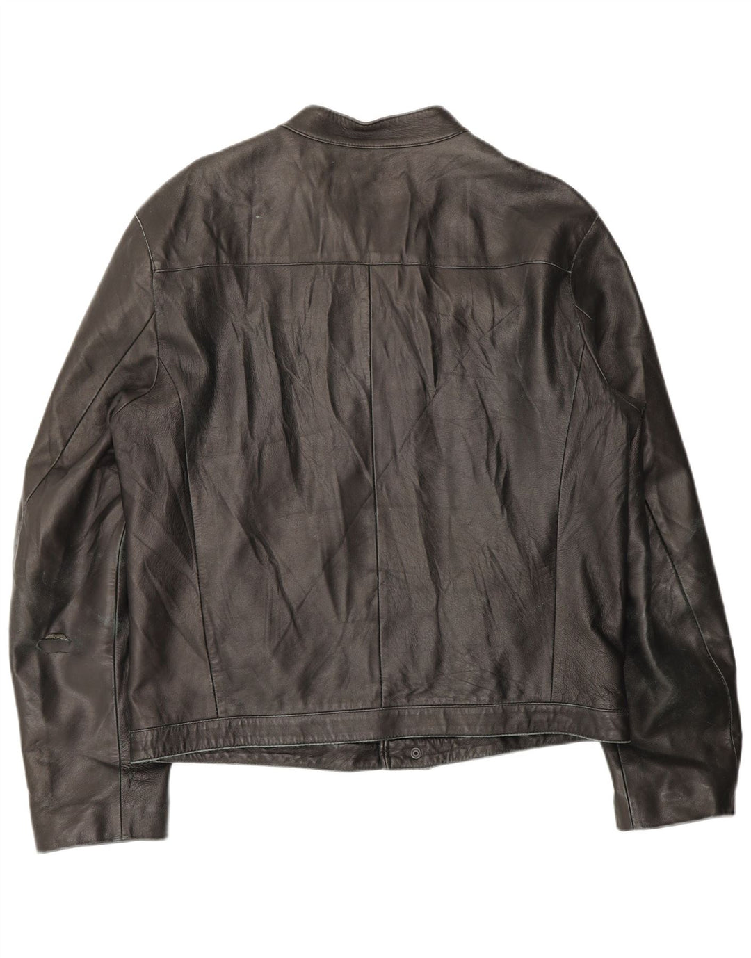 Vintage mujer chaqueta de cuero con cremallera IT 54 2XL cuero marrón