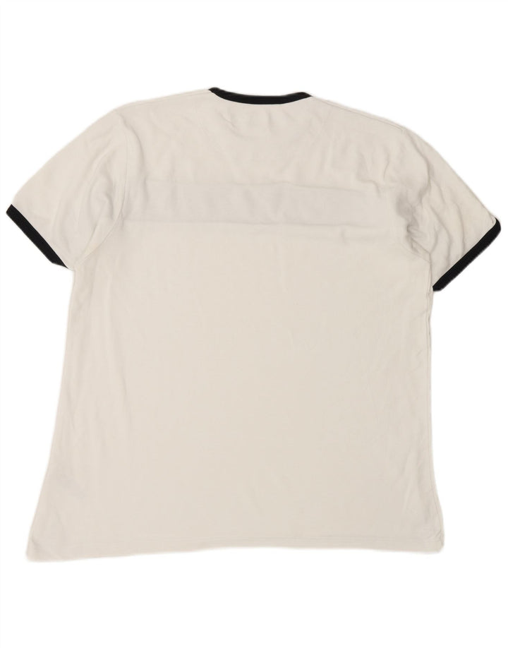 French Connection Camiseta para hombre Top mediano de algodón color block blanco