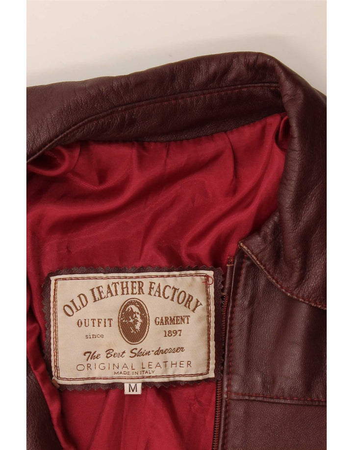 Chaqueta de cuero vintage para mujer Reino Unido 14 Borgoña mediana