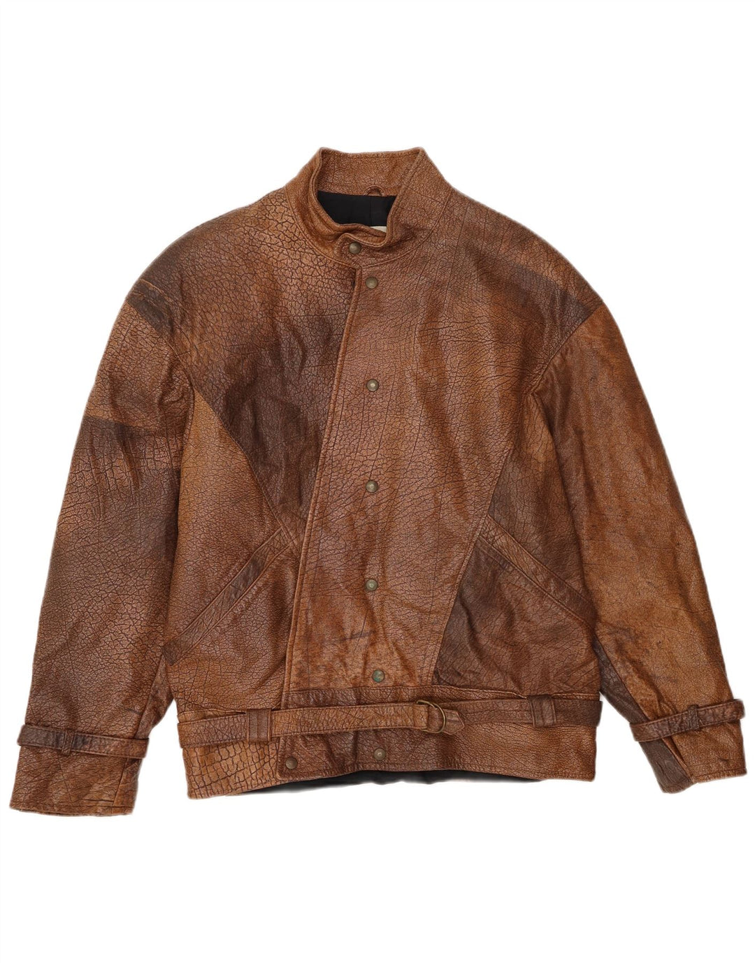 Vintage hombres bombardero chaqueta de cuero IT 48 cuero marrón medio