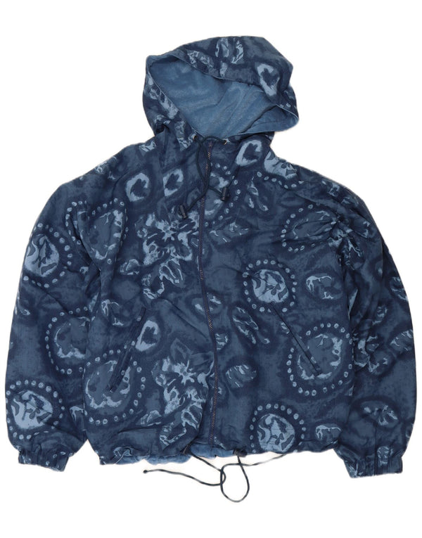 Vintage hombres holgado ajuste gráfico chaqueta reversible Reino Unido 38 azul medio floral