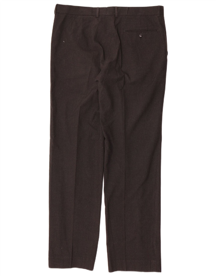 Marks & Spencer Pantalón de traje recto para hombre W36 L33 Poliéster gris