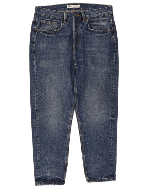 ZARA Hombre Vaqueros Cropped Tapered EU 40 Medium W31 L25 Azul