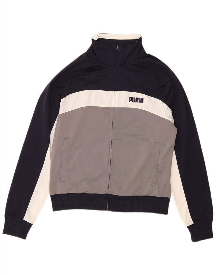 PUMA Mens Tracksuit Top Jacket Medium Grey Colourblock Polyester