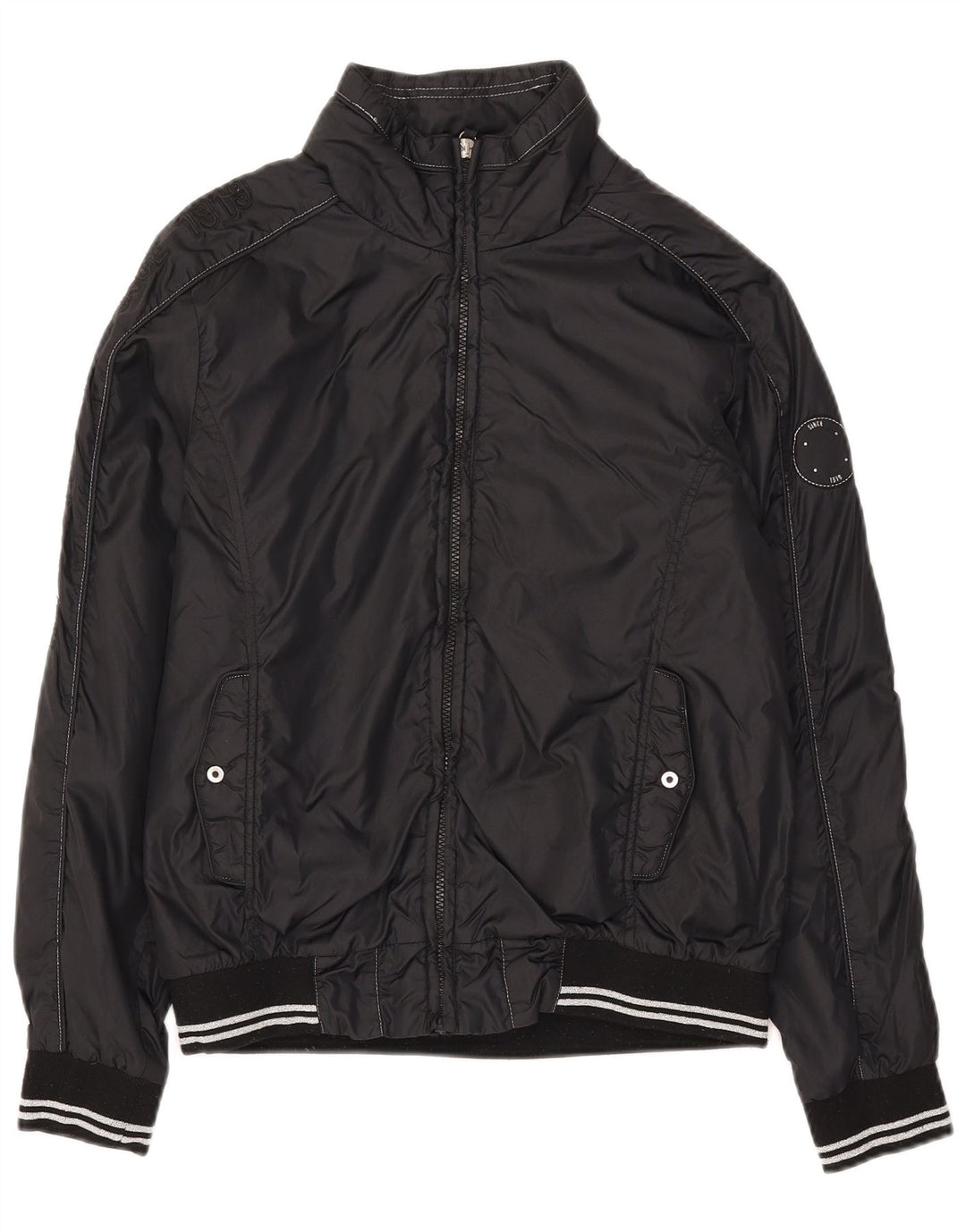 CHAMPION Womens Bomber Jacket UK 14 Medium Black Polyamide