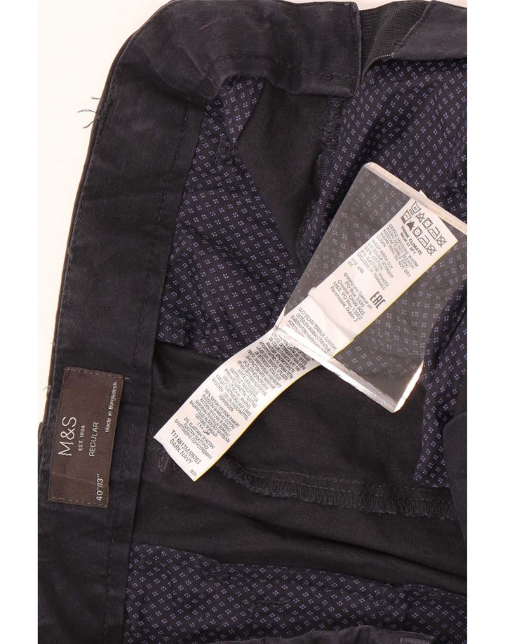 Marks & Spencer Pantalones chinos regulares para hombre W40 L33 Algodón azul marino