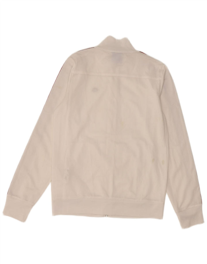 Champion Mujer Gráfico Chándal Top Chaqueta UK 10 Pequeño Poliéster Blanco