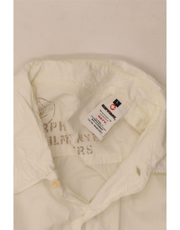 Murphy & Nye Camisa militar de manga corta para hombre grande de algodón blanco
