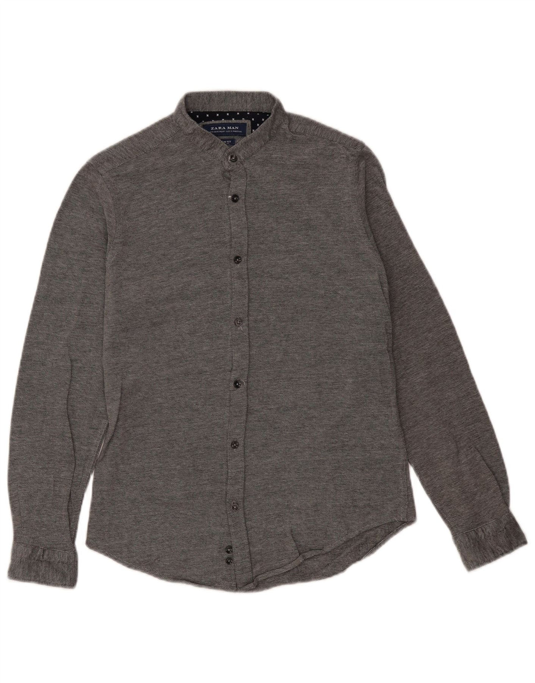 Zara Hombre Camisa Slim Fit Algodón Gris Medio