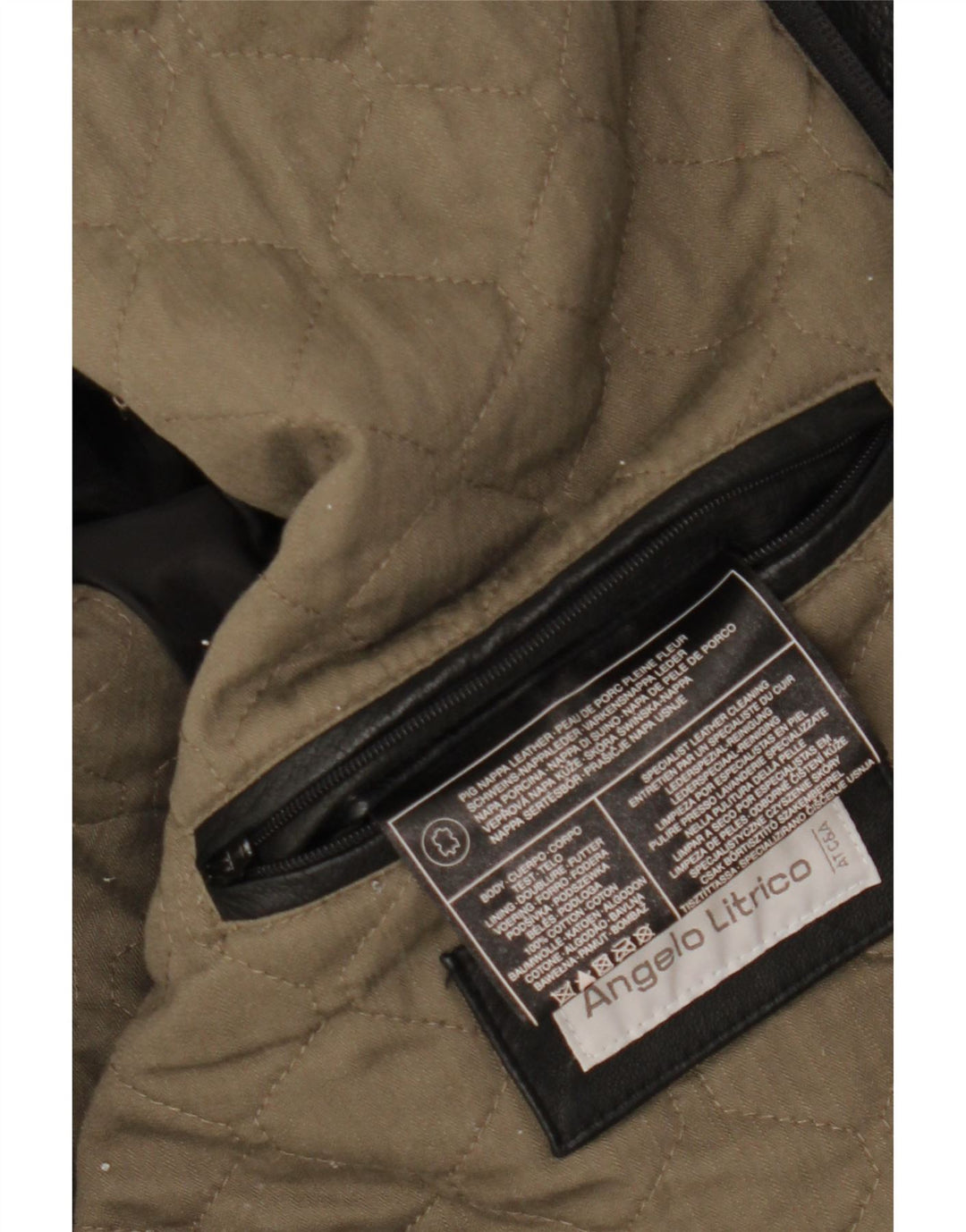 ANGELO LITRICO Chaqueta de cuero para hombre UK 42 XL Cuero negro