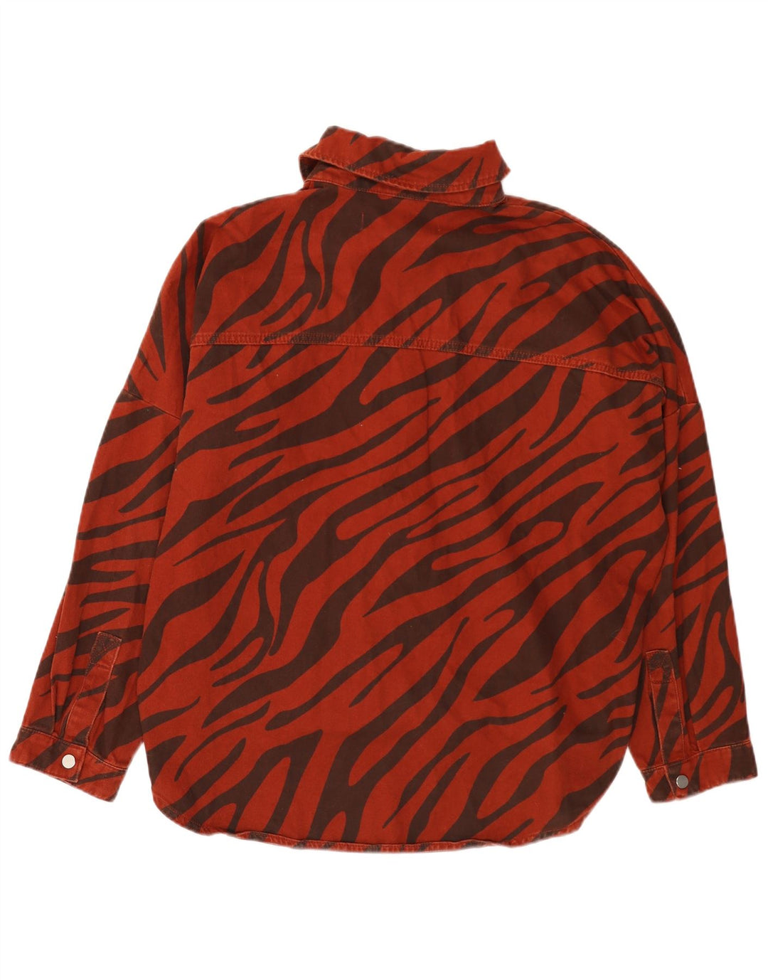 Zara Mujer Camisa Vaquera Extragrande UK 44 Estampado Animal Rojo Mediano