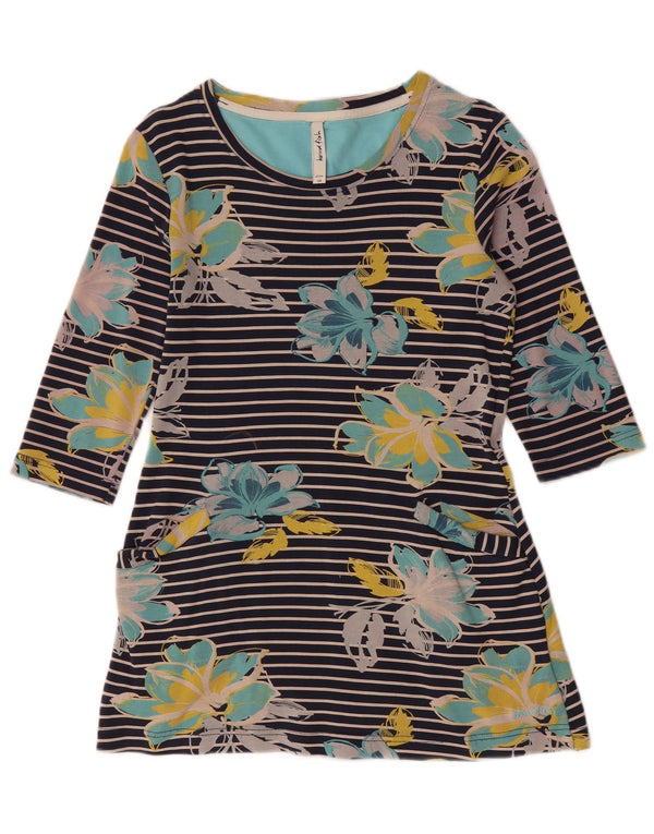 WEIRD FISH Top para mujer manga 3/4 UK 10 Small Azul marino Floral Algodón