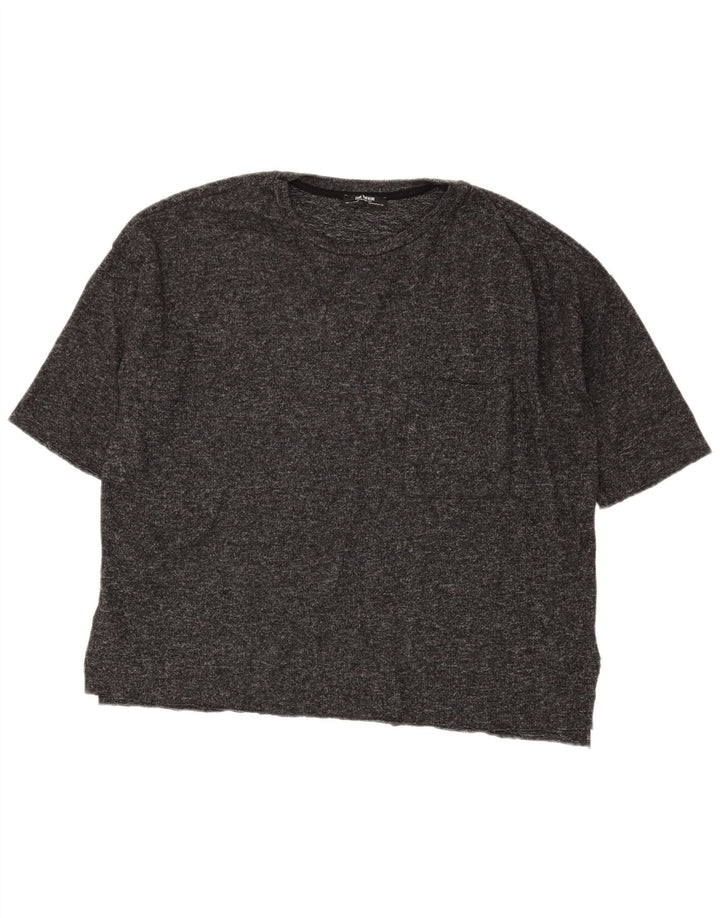Zara Mujer Camiseta Extragrande Top UK 44 Poliéster Moteado Gris Medio
