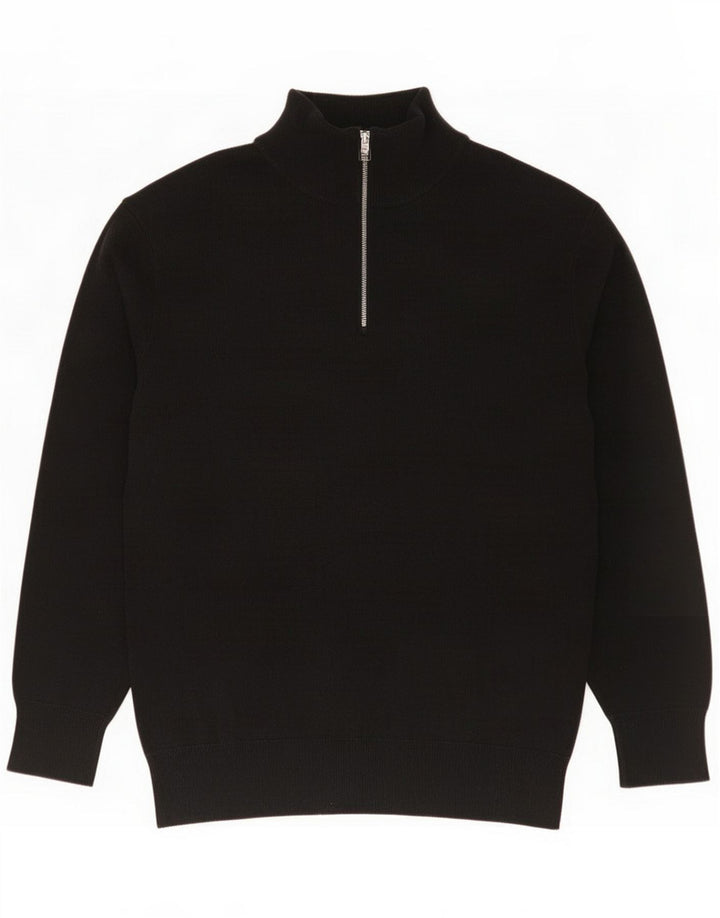 Zara Hombre Jersey tipo jersey con cuello y cremallera Algodón negro mediano