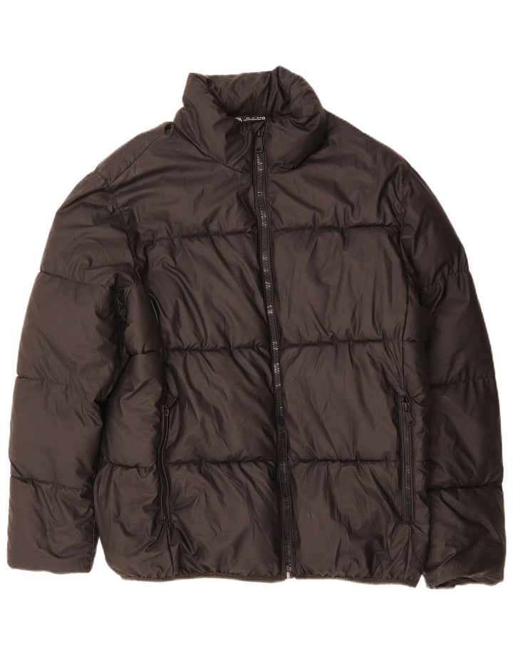 Zara Hombre Chaqueta Acolchada UK 40 Grande Poliéster Negro