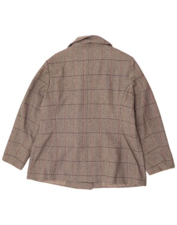 Marks & Spencer Abrigo cruzado para mujer UK 18 XL Lana nueva a cuadros grises