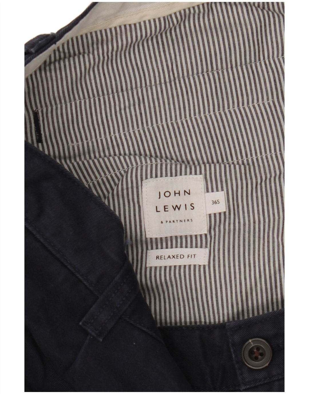JOHN LEWIS Pantalón chino de corte relajado para hombre W36 L29 Algodón azul marino