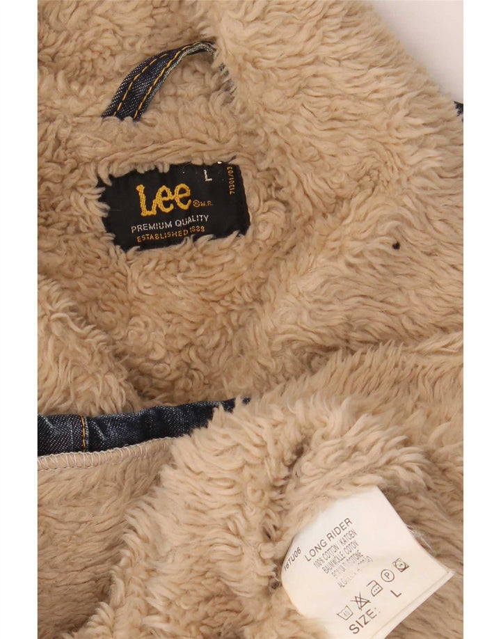 Lee Chaqueta Sherpa Vaquera para Mujer UK 44 Grande Algodón Azul