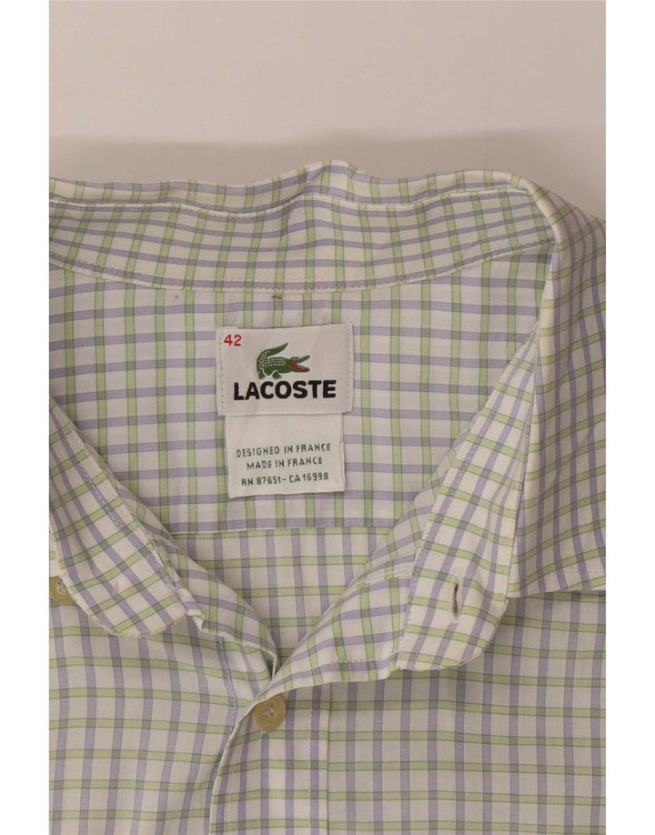 Camisa Lacoste para hombre talla 42 cuadros blancos grandes