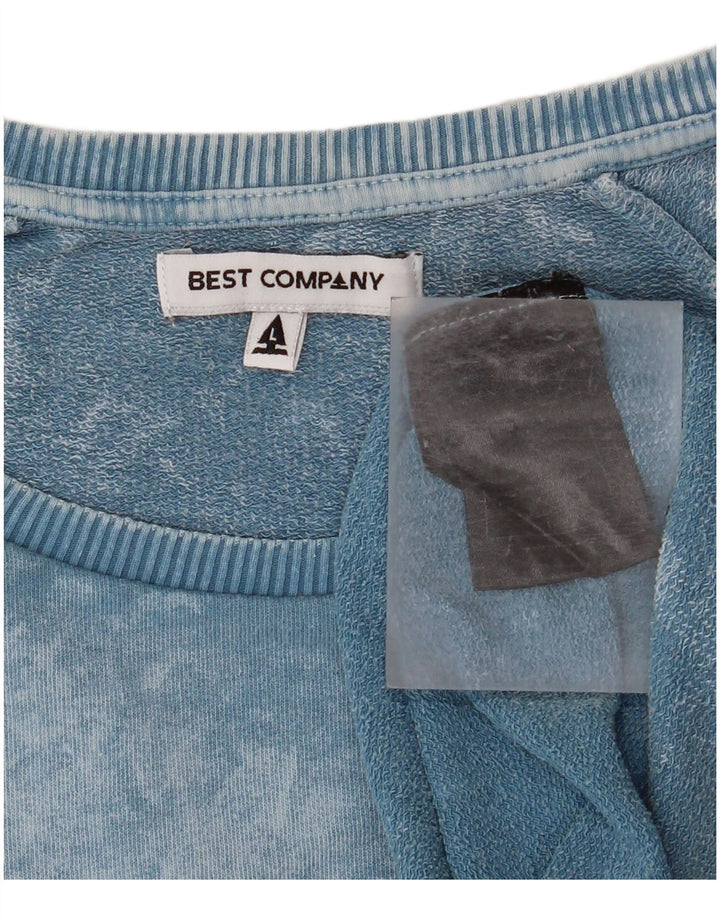 Best Company Sudadera con estampado gráfico para hombre, jersey de algodón teñido anudado en azul grande