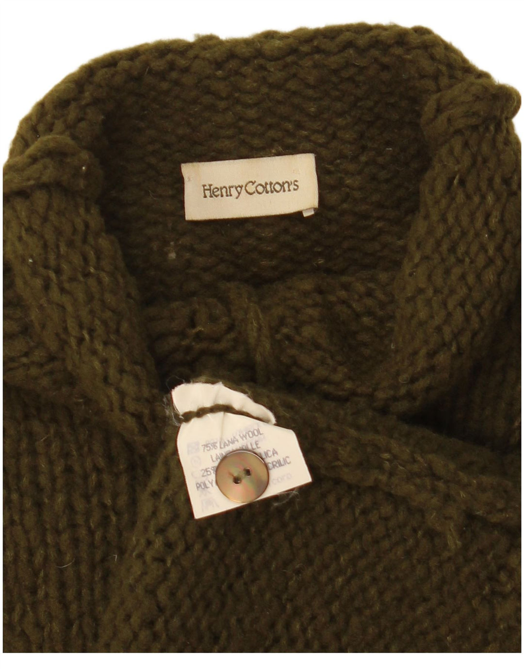 Henry Cottons Suéter con cuello de botón para mujer IT 46 Large Lana caqui
