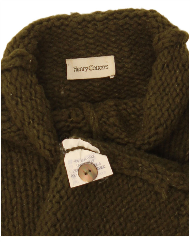Henry Cottons Suéter con cuello de botón para mujer IT 46 Large Lana caqui