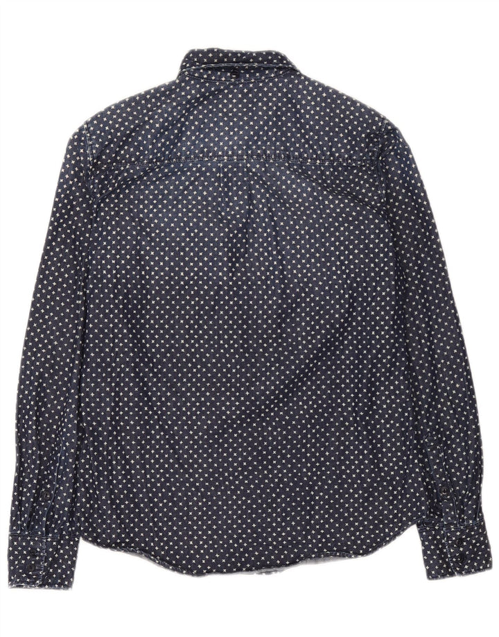 J. Crew Camisa vaquera extragrande con patrón abstracto para mujer US 2 XS Azul marino