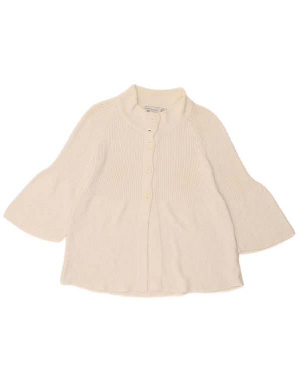 Zara - Cárdigan de manga 3/4 para mujer, talla 40, talla grande, algodón blanco