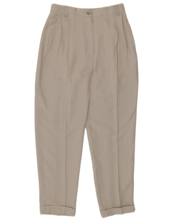 Vintage mujer cintura alta pantalones casuales IT 40 Pequeño W26 L27 Beige