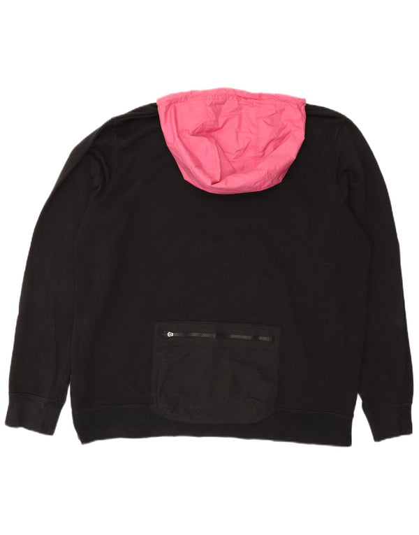 Nike Jersey con capucha y cuello con cremallera para hombre, talla XL, algodón negro con bloques de color