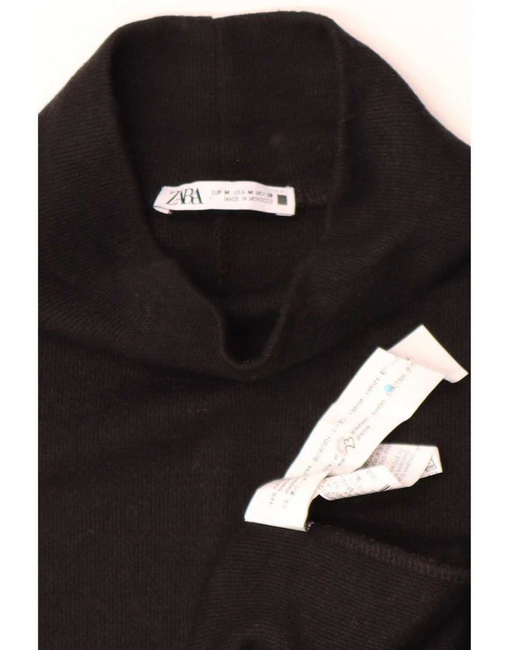 Zara Mujer Vestido Jersey Extragrande UK 44 Medio Viscosa Negra
