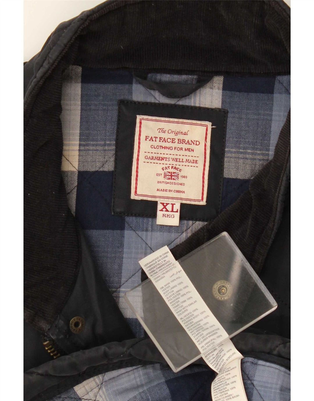 Chaqueta acolchada para hombre Fat Face UK 42 XL Algodón azul marino