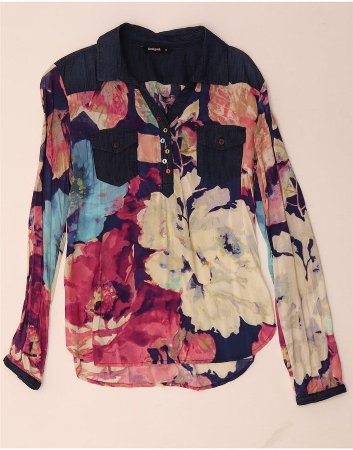 Desigual Blusa tipo jersey para mujer UK 10 Small Multicolor Floral