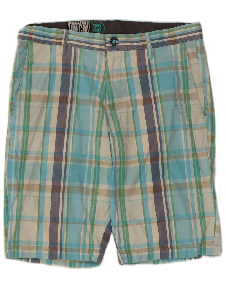 Pantalones cortos chinos Volcom W33 medianos de algodón a cuadros multicolor para hombre