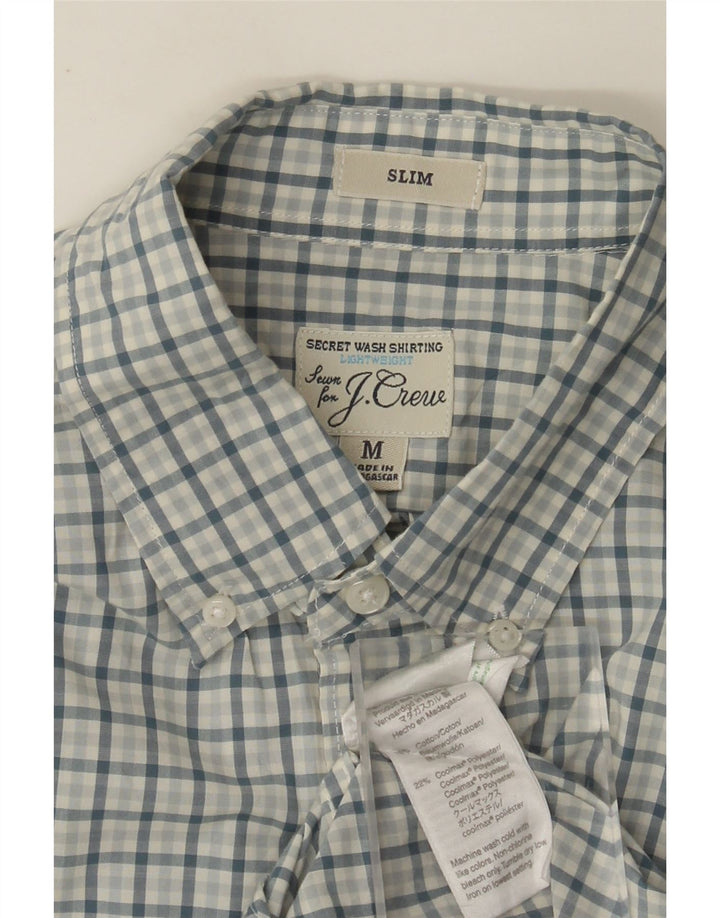 J. CREW Camisa ajustada para hombre de algodón a cuadros azul medio