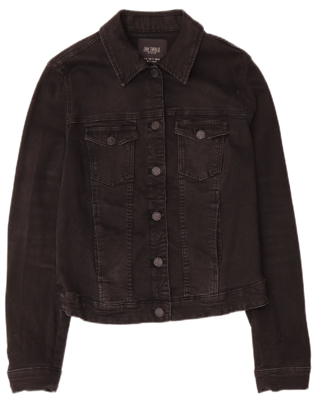 Zara Mujer Trafaluc Crop Denim Chaqueta Reino Unido 40 Mediano Negro Algodón
