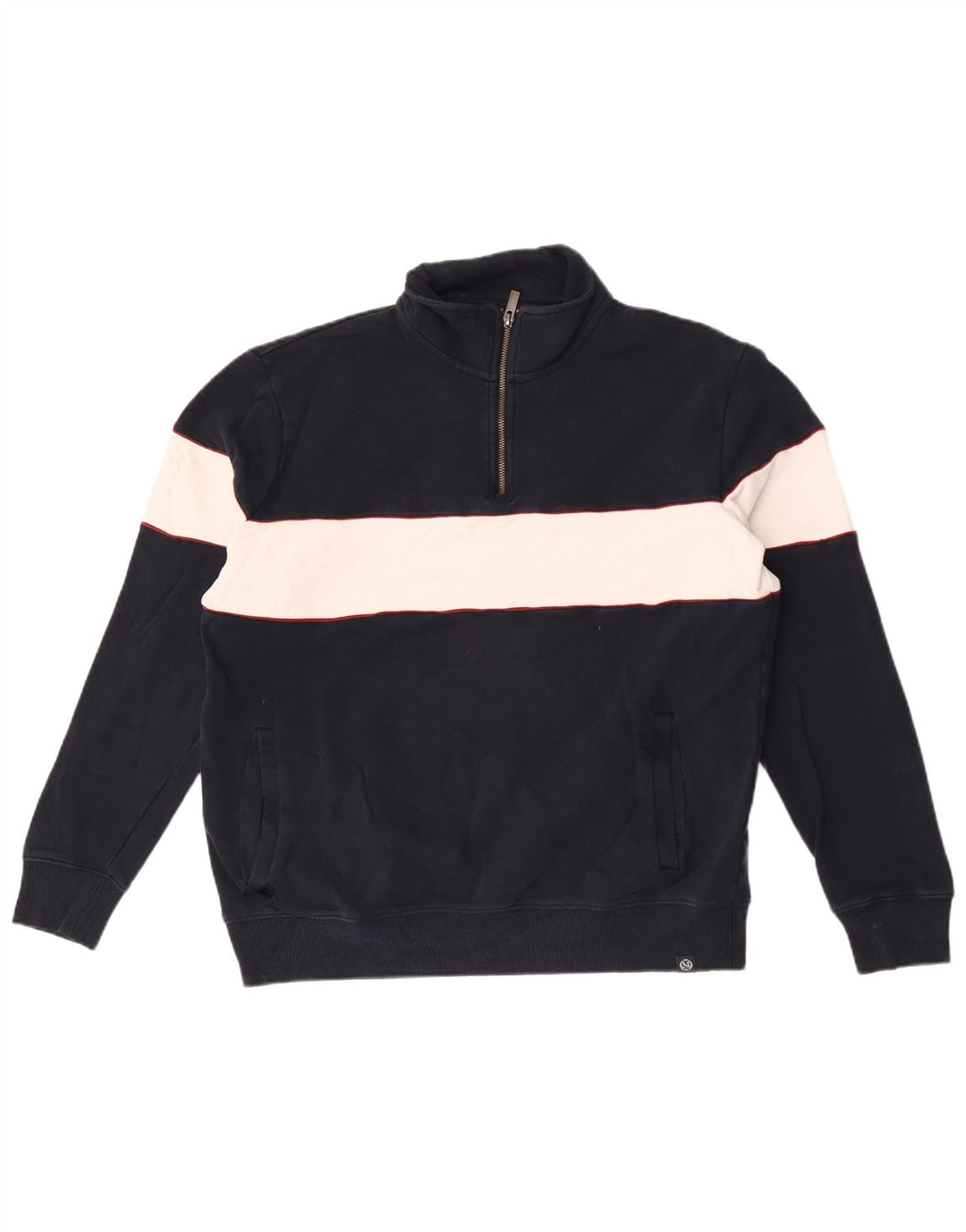 Marks & Spencer Sudadera con cuello y cremallera para hombre, tipo jersey, talla grande, color azul marino